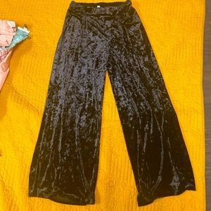 Black velvet flare pants